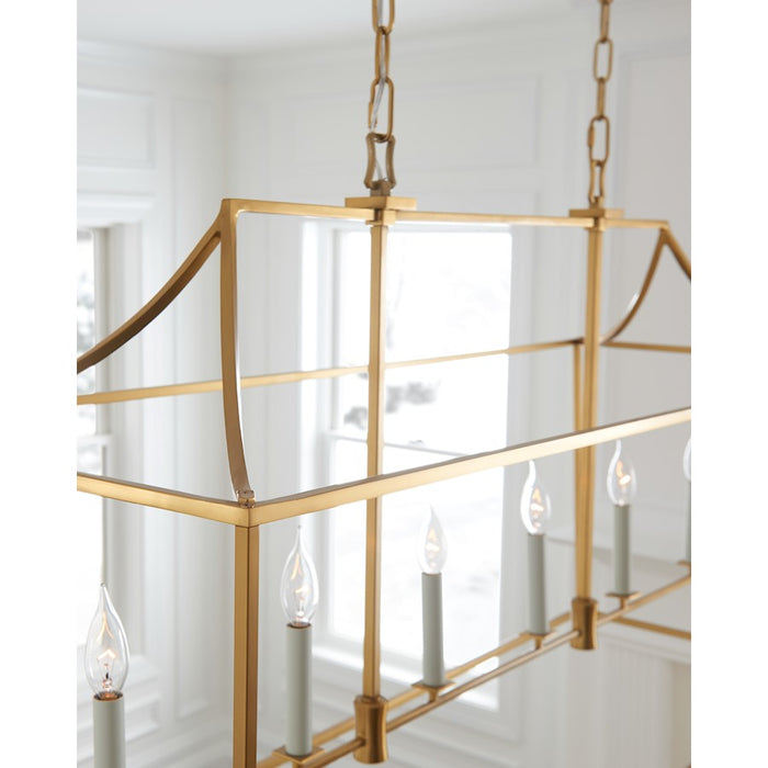 Visual Comfort Studio Southold 6-Lt Linear Lantern, Burnished Brass