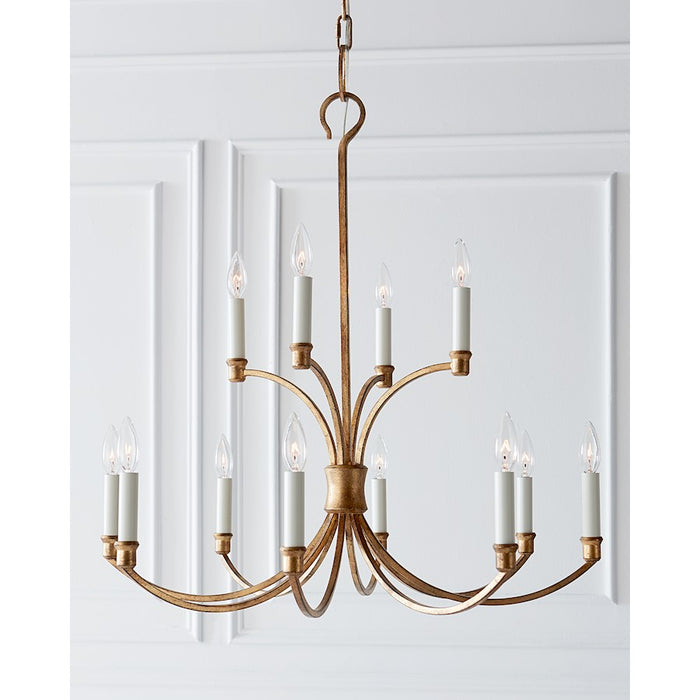 Visual Comfort Studio Westerly 12 Light Med Chandelier, Ant Gild