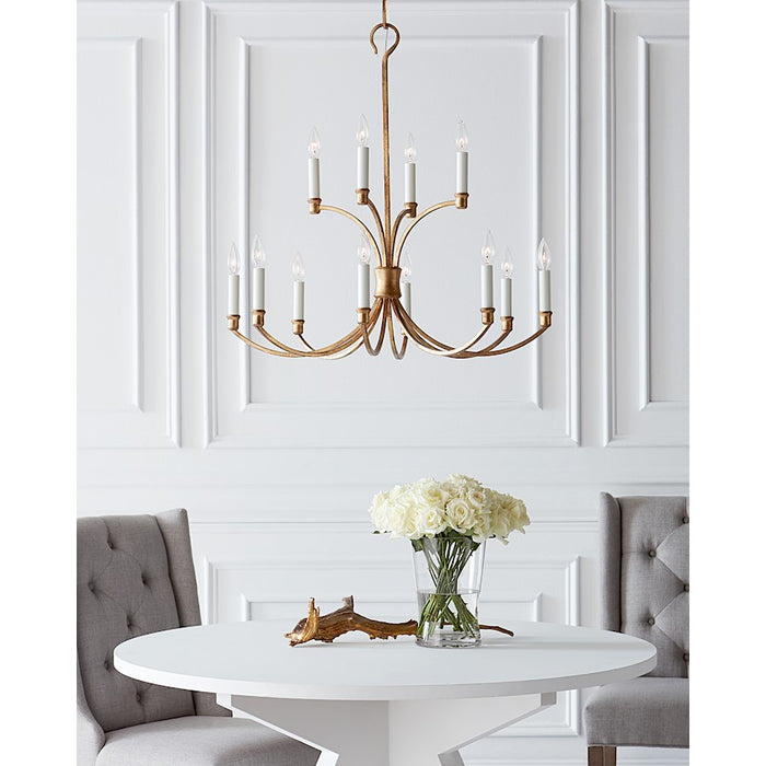 Visual Comfort Studio Westerly 12 Light Med Chandelier, Ant Gild