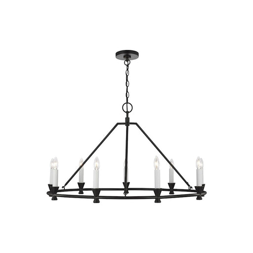 Visual Comfort Studio Keystone 9 Light Medium Chandelier, Aged Iron - CC1179AI