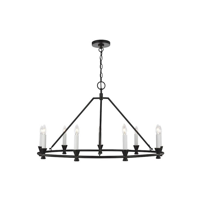 Visual Comfort Studio Keystone 9 Light Medium Chandelier, Aged Iron - CC1179AI