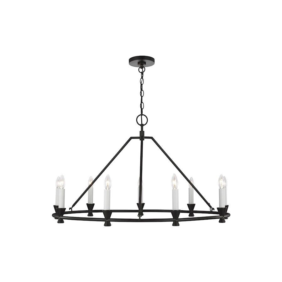 Visual Comfort Studio Keystone 9 Light Medium Chandelier, Aged Iron - CC1179AI