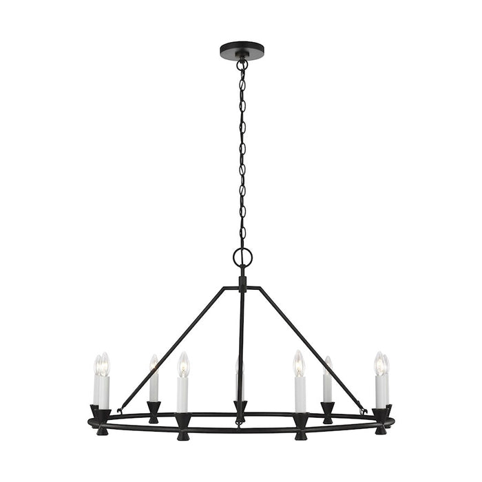 Visual Comfort Studio Keystone 9 Light Medium Chandelier, Aged Iron