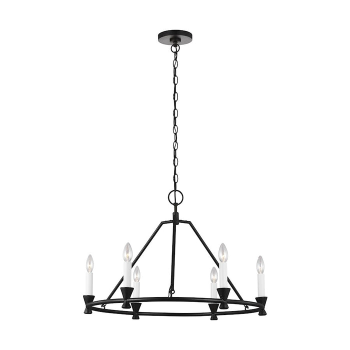 Visual Comfort Studio Keystone 6 Light Small Chandelier, Aged Iron