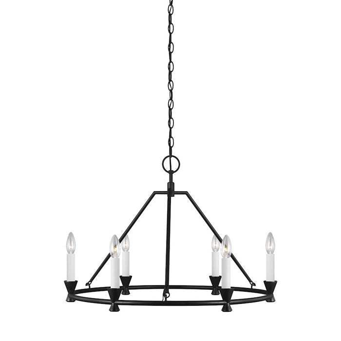 Visual Comfort Studio Keystone 6 Light Small Chandelier, Aged Iron