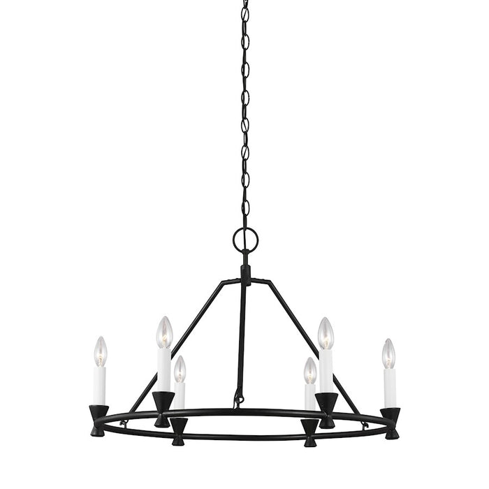 Visual Comfort Studio Keystone 6 Light Small Chandelier, Aged Iron