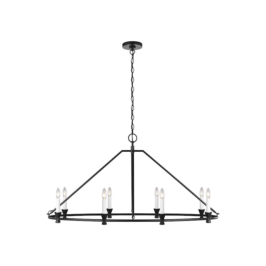 Visual Comfort Studio Keystone 8 Light Oval Chandelier, Aged Iron - CC1208AI