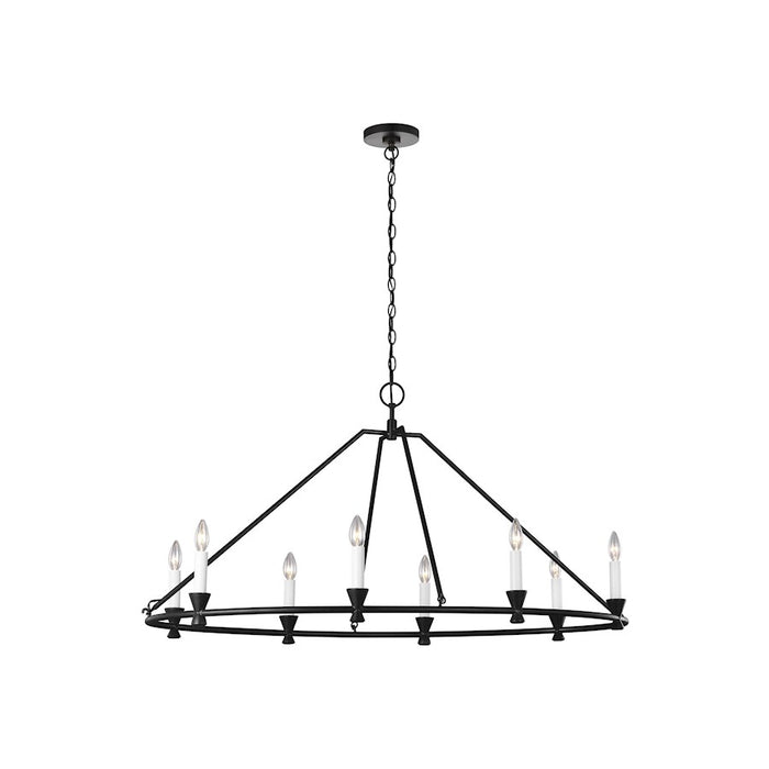 Visual Comfort Studio Keystone 8 Light Oval Chandelier, Aged Iron