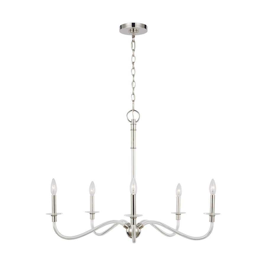 Visual Comfort Studio Hanover 5 Light Med Chandelier, Polished Nickel - CC1315PN