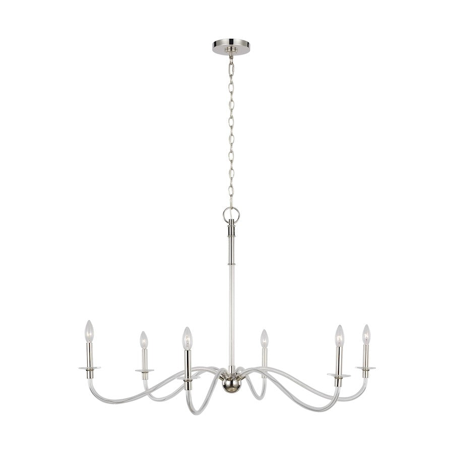 Visual Comfort Studio Hanover 6-Lt Large Chandelier, Pol Nickel - CC1326PN