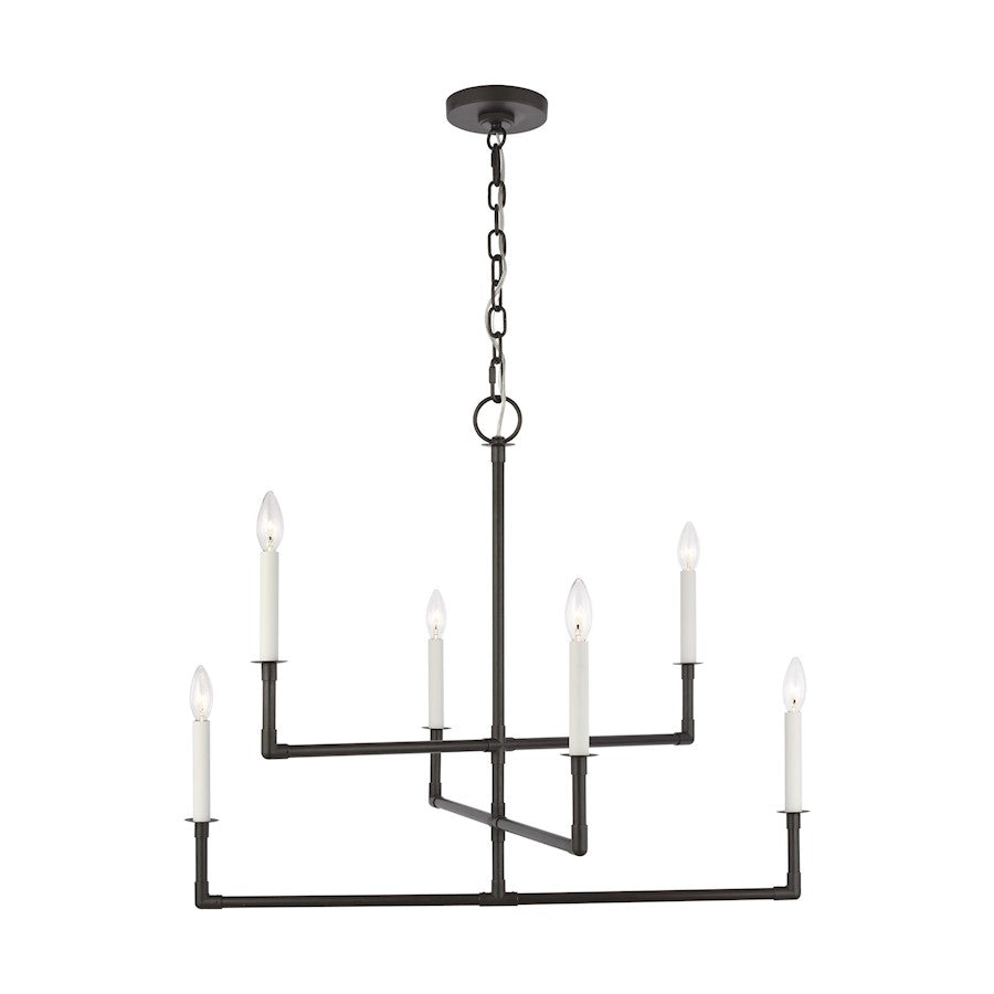 Visual Comfort Studio Bayview 6 Light Medium Chandelier, Aged Iron - CC1346AI