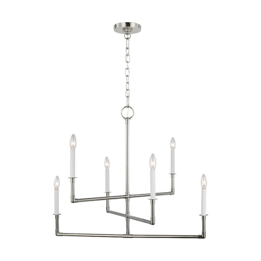 Visual Comfort Studio Bayview 6 Light Med Chandelier, Polished Nickel - CC1346PN