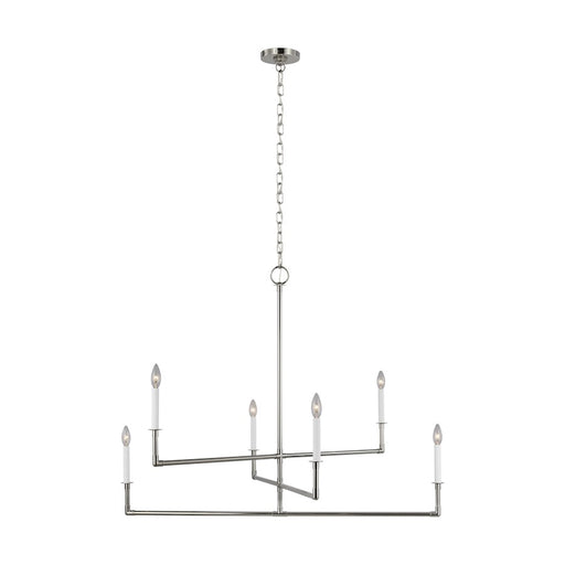 Visual Comfort Studio Bayview 6-Lt Large Chandelier, Pol Nickel - CC1356PN