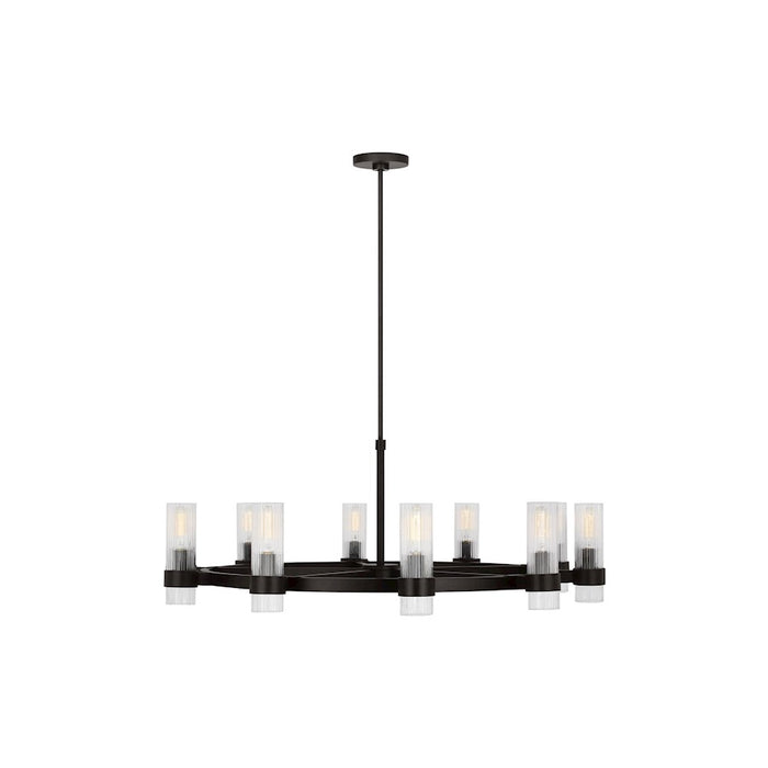 Visual Comfort Studio Geneva 8 Light Chandelier, Aged Iron/Clear - CC1378AI