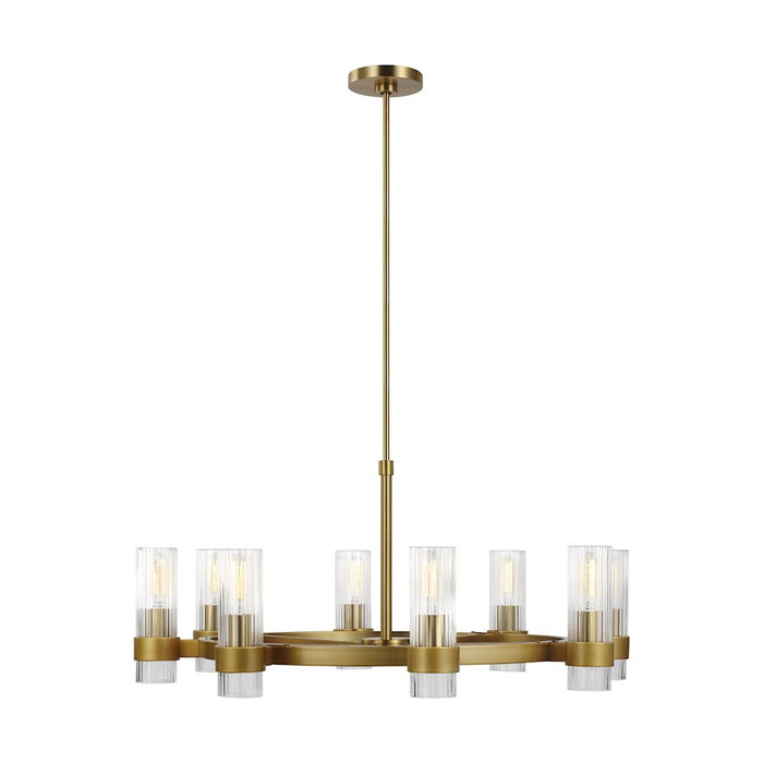 Visual Comfort Studio Geneva 8-Lt Chandelier, Burnished Brass/Clear - CC1378BBS