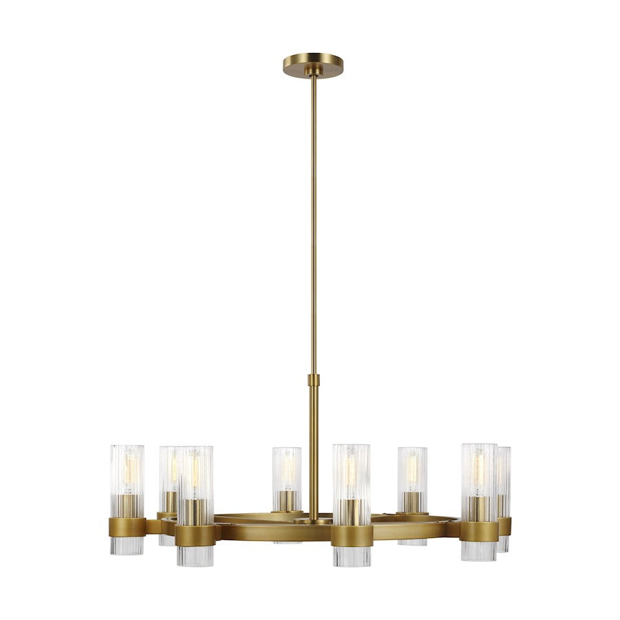 Visual Comfort Studio Geneva 8-Lt Chandelier, Burnished Brass/Clear - CC1378BBS