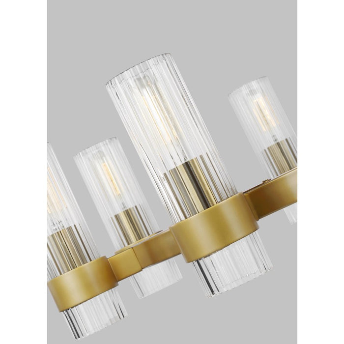 Visual Comfort Studio Geneva 8-Lt Chandelier, Burnished Brass/Clear