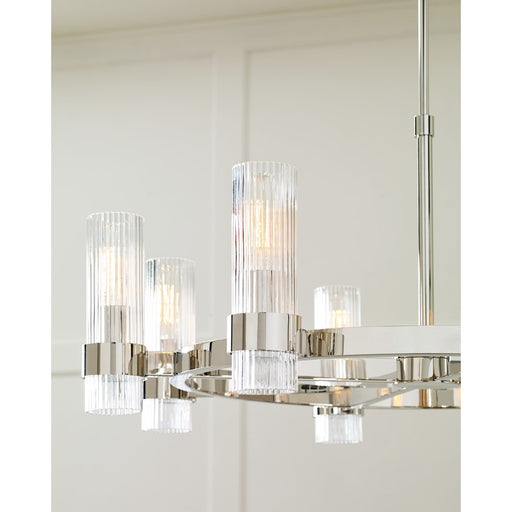 Visual Comfort Studio Geneva 8-Lt Chandelier, Pol Nickel/Clear