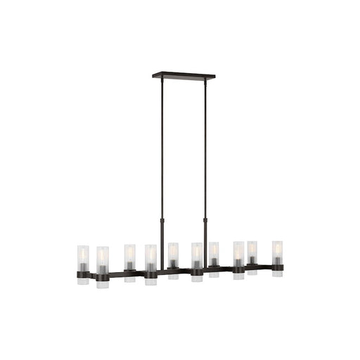 Visual Comfort Studio Geneva 10 Light Linear Chandelier, Iron/Clear - CC13810AI