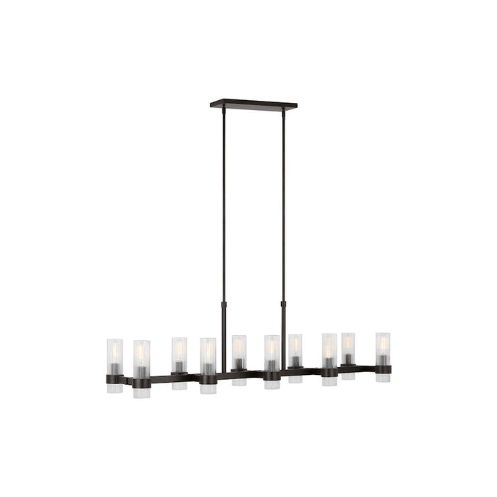 Visual Comfort Studio Geneva 10 Light Linear Chandelier, Iron/Clear - CC13810AI