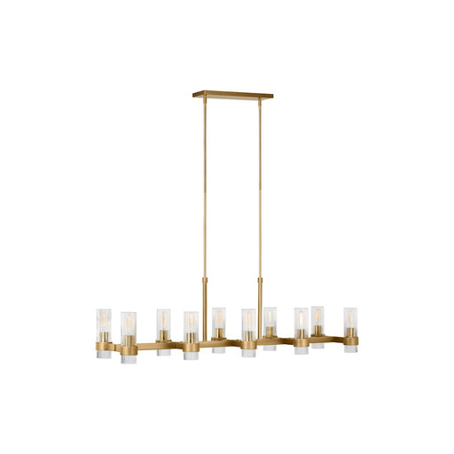 Visual Comfort Studio Geneva 10-Lt Linear Chandelier, Brass/Clear - CC13810BBS