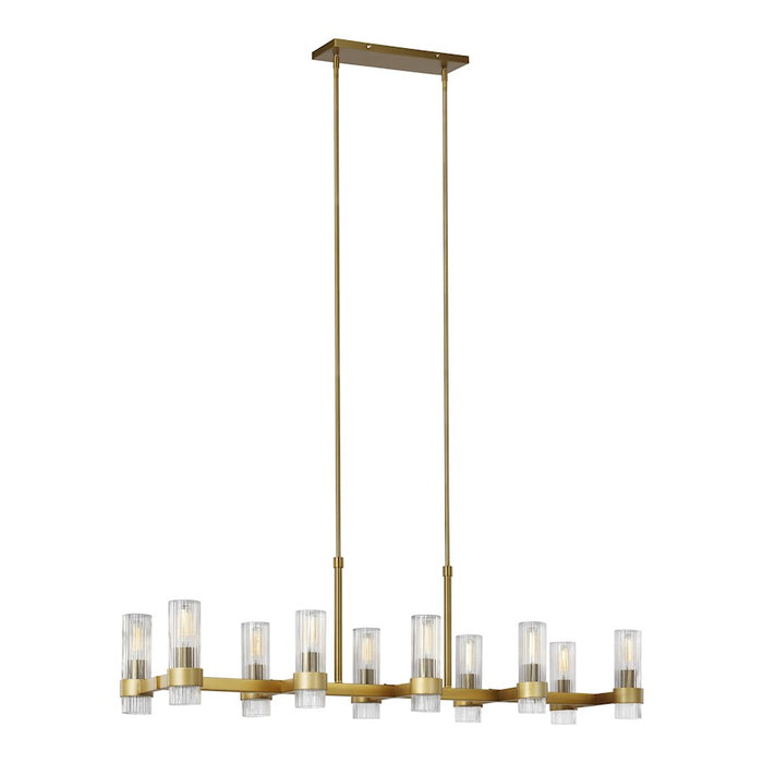 Visual Comfort Studio Geneva 10-Lt Linear Chandelier, Brass/Clear