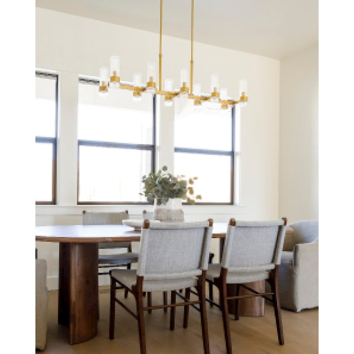 Visual Comfort Studio Geneva 10-Lt Linear Chandelier, Brass/Clear