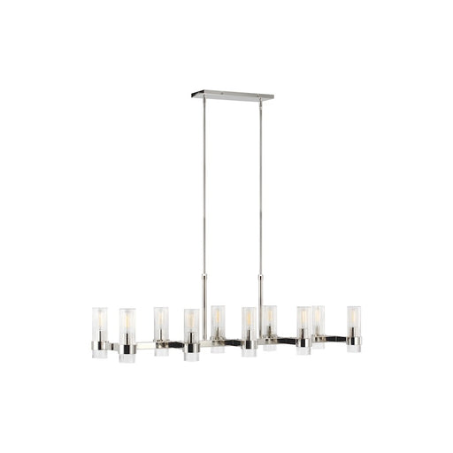 Visual Comfort Studio Geneva 10-Lt Linear Chandelier, Nickel/Clear - CC13810PN