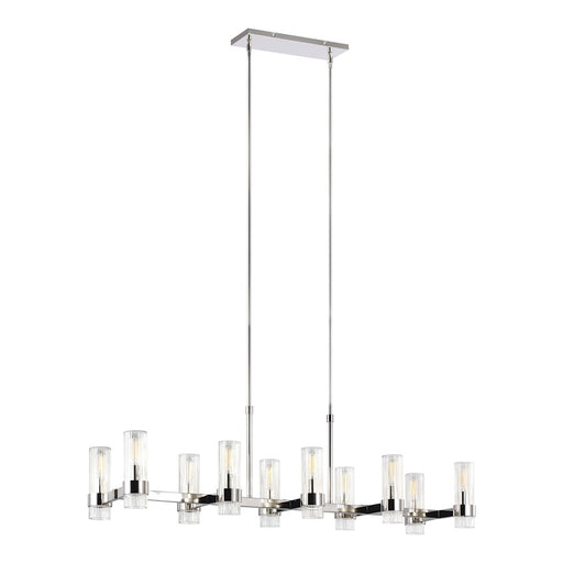 Visual Comfort Studio Geneva 10-Lt Linear Chandelier, Nickel/Clear