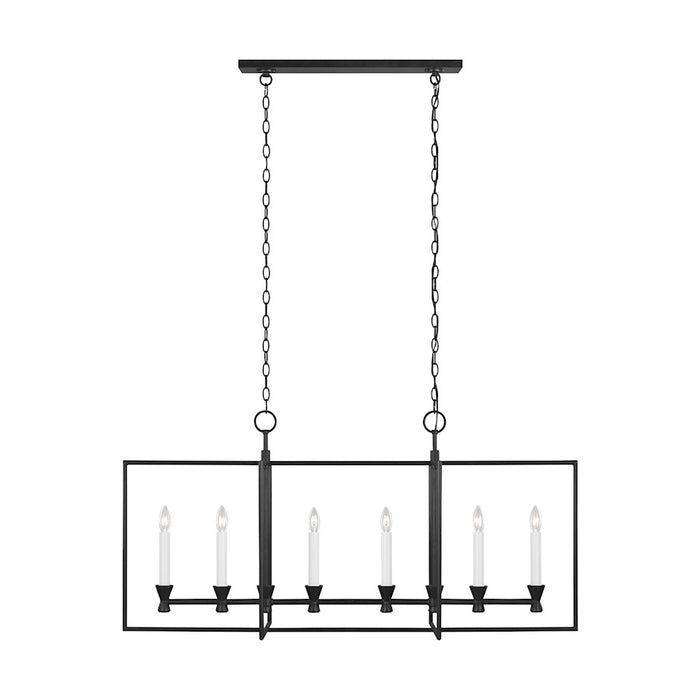 Visual Comfort Studio Keystone 6 Light Linear Chandelier, Aged Iron - CC1406AI