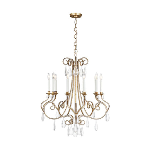 Visual Comfort Studio Kinsale 10-Lt Med Chandelier, Ant Gild/Clear - CC15210ADB