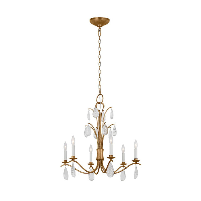 Visual Comfort Studio Shannon 6-Lt Med Chandelier, Ant Gild/Crystal