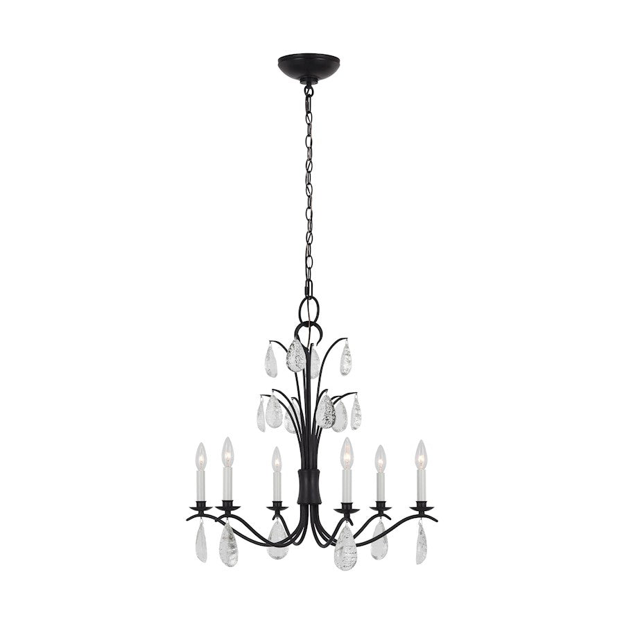 Visual Comfort Studio Shannon 6 Light Medium Chandelier, Iron/Crystal - CC1616AI