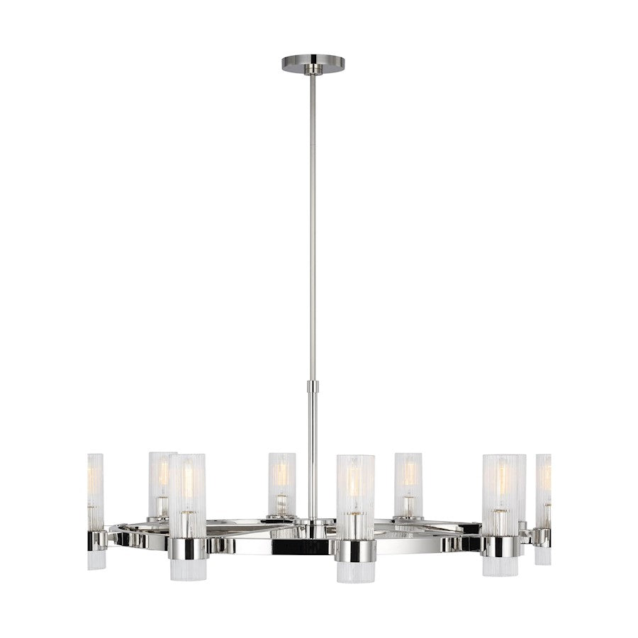 Visual Comfort Studio Geneva 8-Lt Large Chandelier, Pol Nickel/Clear - CC16810PN