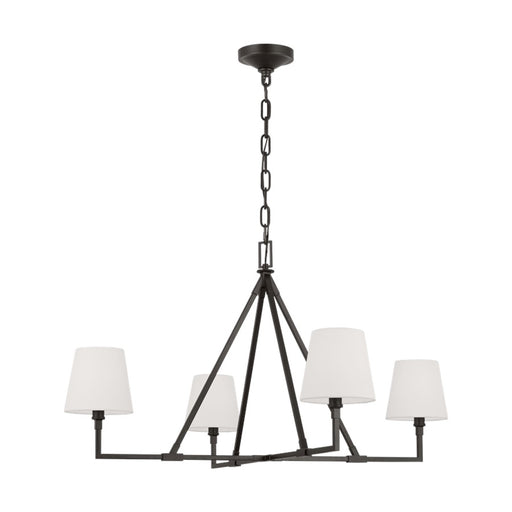 Visual Comfort Studio Perth 4Lt 40" Chandelier, Aged Iron/White Linen - CC1724AI