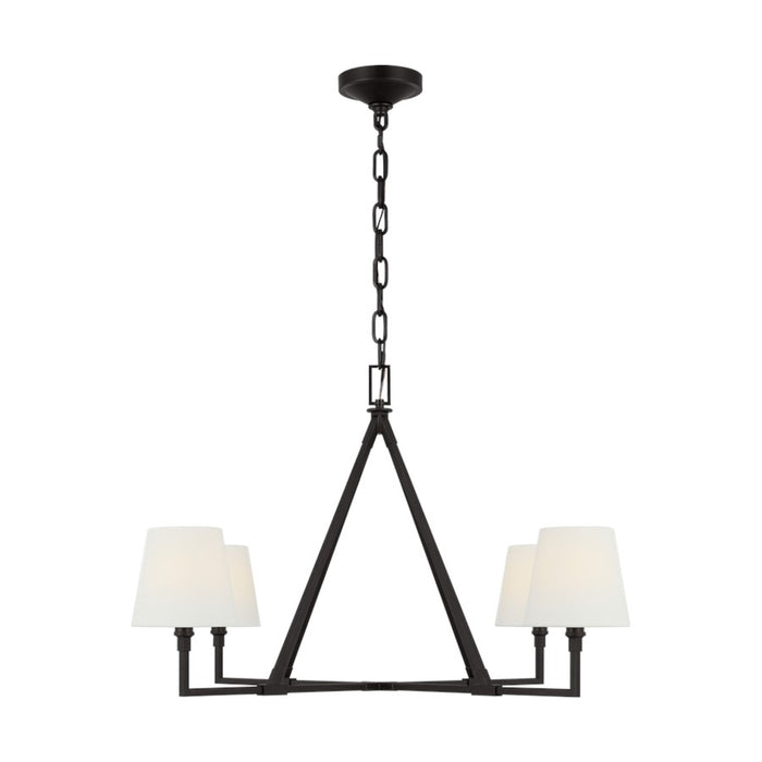 Visual Comfort Studio Perth 4Lt 40" Chandelier, Aged Iron/White Linen
