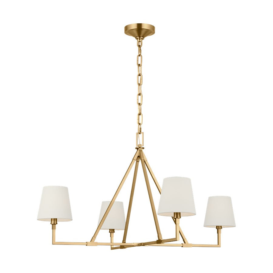 Visual Comfort Studio Perth 4Lt 40" Chandelier, Brass/White Linen - CC1724BBS