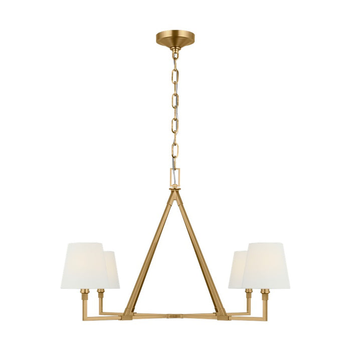 Visual Comfort Studio Perth 4Lt 40" Chandelier, Brass/White Linen