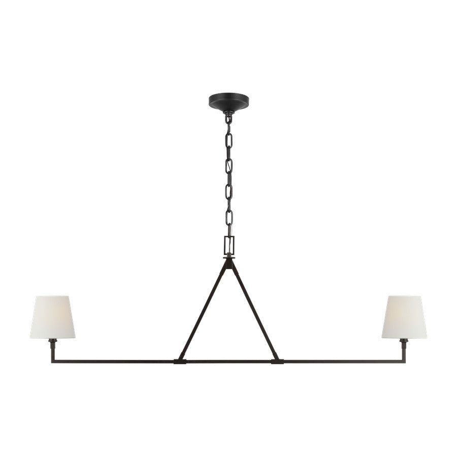 Visual Comfort Studio Perth 2Lt Chandelier, Aged Iron/White Linen - CC1732AI