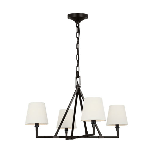 Visual Comfort Studio Perth 4Lt 31" Chandelier, Aged Iron/White Linen - CC1744AI
