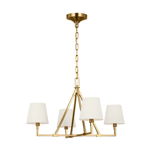 Visual Comfort Studio Perth 4Lt 31" Chandelier, Brass/White Linen - CC1744BBS