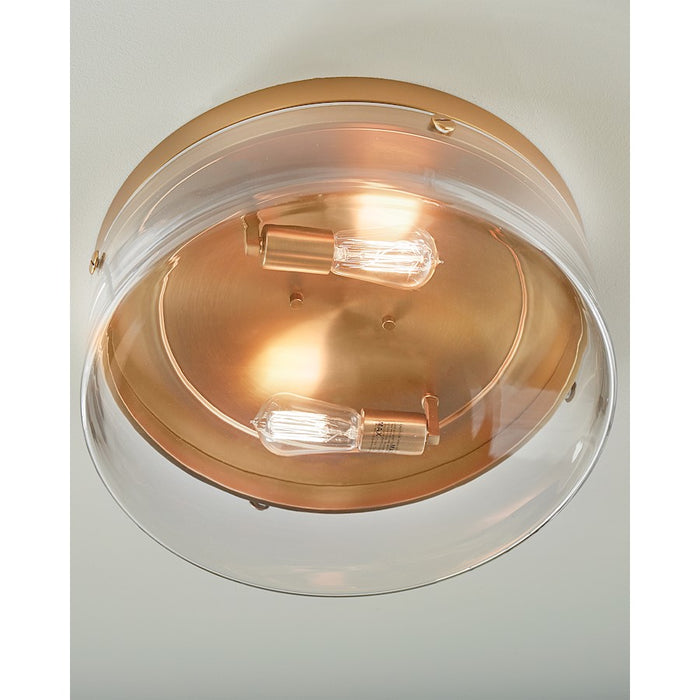 Visual Comfort Studio Garrett 2 Light Large Flush Mount, Brass/Clear