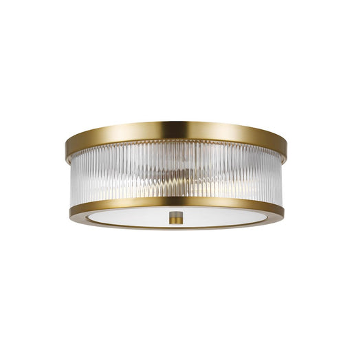 Visual Comfort Studio Geneva 2 Light Flush, Burnished Brass/White