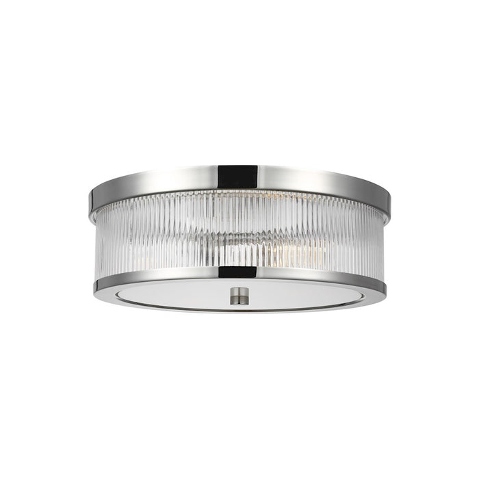 Visual Comfort Studio Geneva 2 Light Flush, Polished Nickel/White