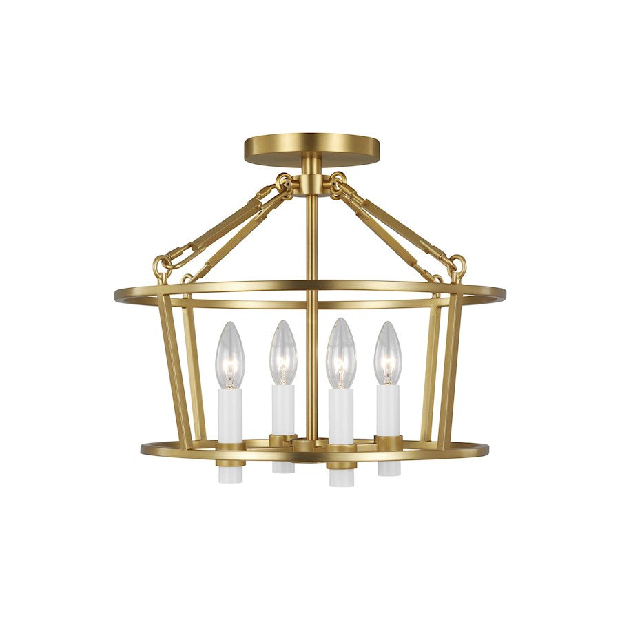 Visual Comfort Studio Marston 4 Light Semi Flush, Burnished Brass - CF1064BBS