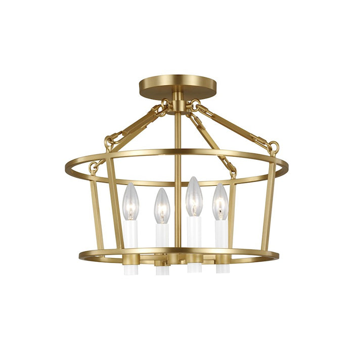 Visual Comfort Studio Marston 4 Light Semi Flush, Burnished Brass