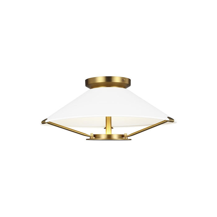 Visual Comfort Studio Ultra-Light 1 Light Flush Mount, Brass/Frosted