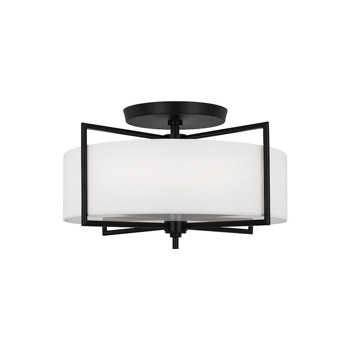 Visual Comfort Studio Perno 3 Light Semi-Flush Mount, Iron/Silk/Blast