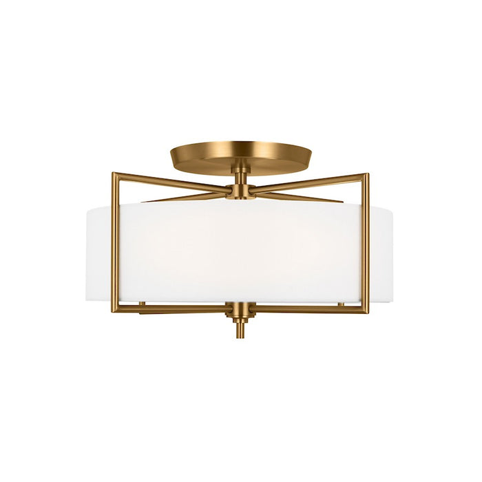 Visual Comfort Studio Perno 3 Light Semi-Flush, Brass/Silk/Blast - CF1113BBS