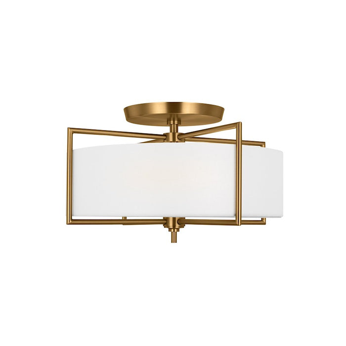 Visual Comfort Studio Perno 3 Light Semi-Flush, Brass/Silk/Blast